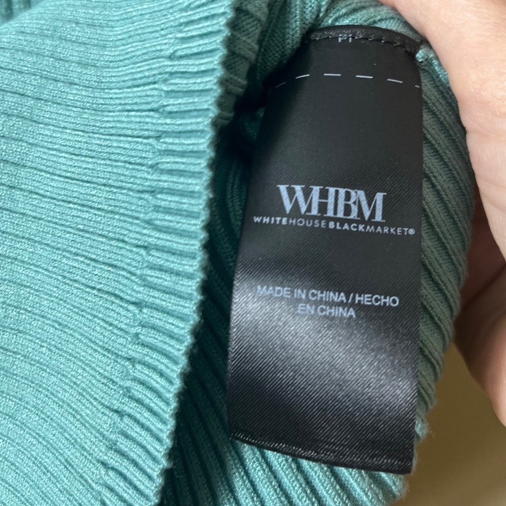 White House Black Market Teal Ribbed Knit Polo Top Size S Preppy Chic Workwear - Picture 5 of 10
